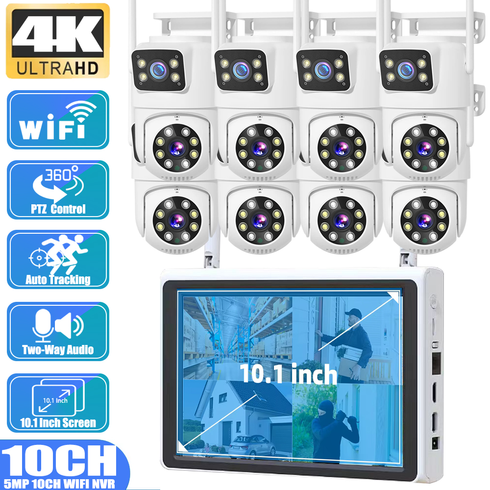 Home Security Monitoring System - 10 Channel CCTV Security 4K Dual