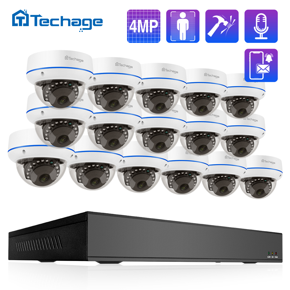 Home Security Monitoring System - Techage HD 4MP 16CH POE Surveillance