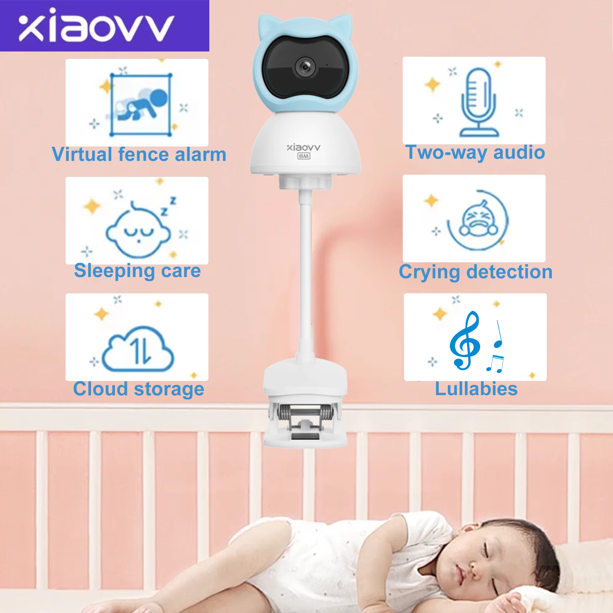 Home Security Bell - 4MP WiFi xiaovv indoor Baby Monitor